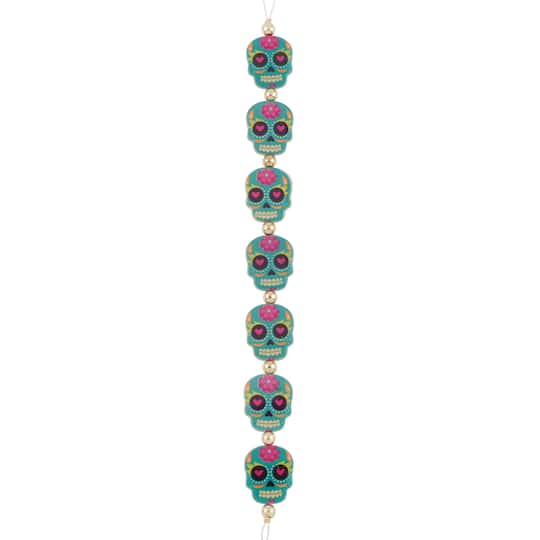 12 Packs: 7 ct. (84 total) Blue Enamel Metal Sugar Skull Beads, 20mm by Bead Landing™